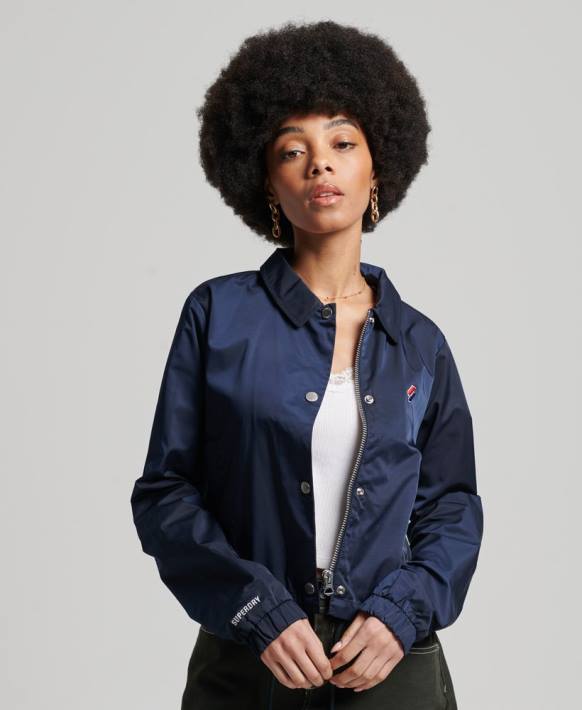 kadınlar Superdry Donanma temel antrenör ceketi NNTB5425