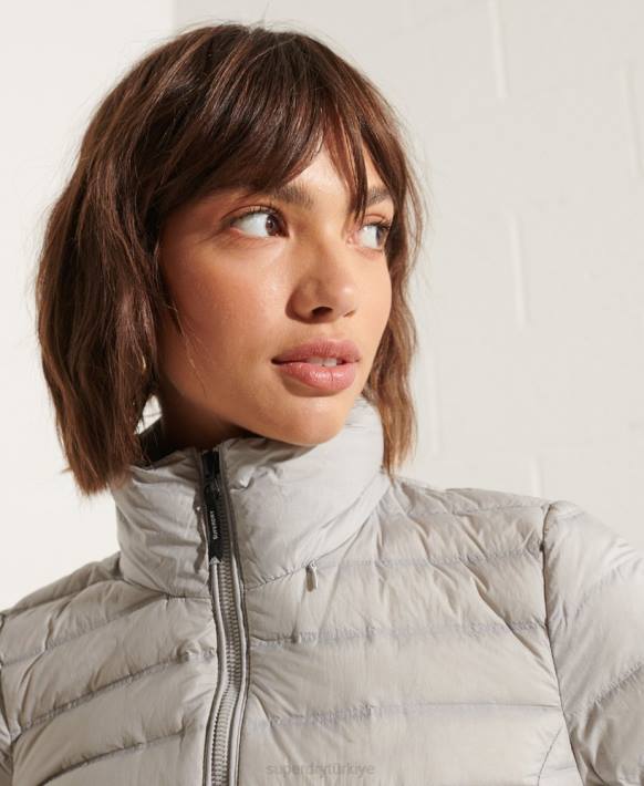 kadınlar Superdry açık gri dolgulu ceket NNTB5709