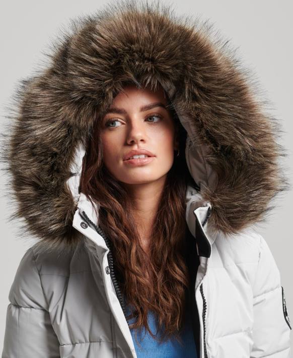 kadınlar Superdry açık gri everest ella bomber ceket NNTB5468