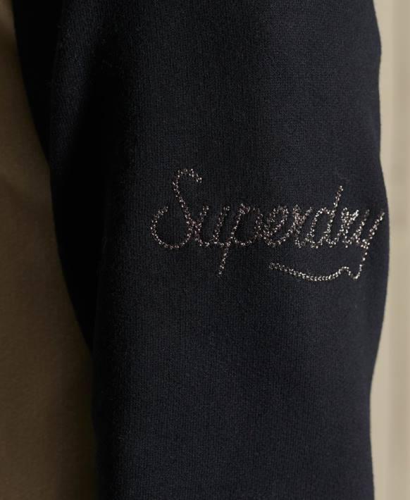 kadınlar Superdry açık gri kesişen çizgiler jarse bomber ceket NNTB5825