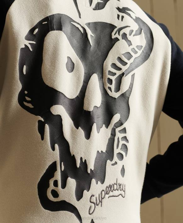 kadınlar Superdry açık gri kesişen çizgiler jarse bomber ceket NNTB5825