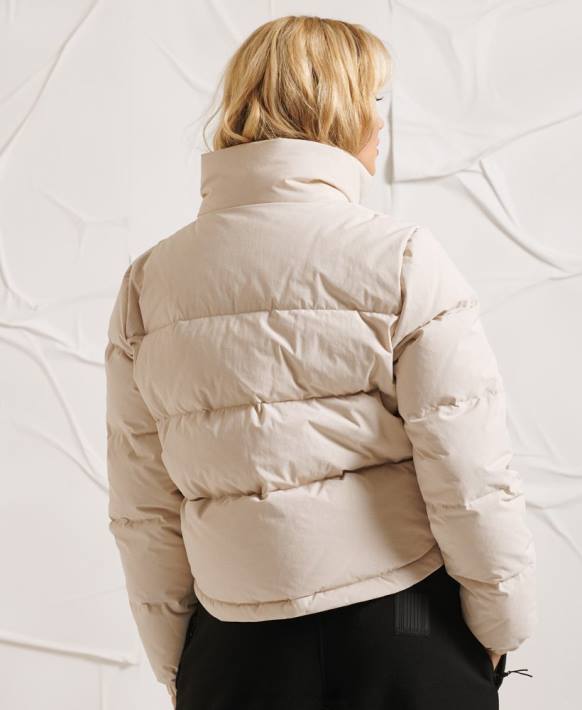 kadınlar Superdry açık gri yama-no-kami şişme mont NNTB5730