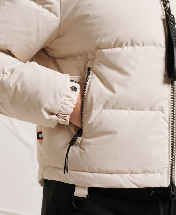 kadınlar Superdry açık gri yama-no-kami şişme mont NNTB5730