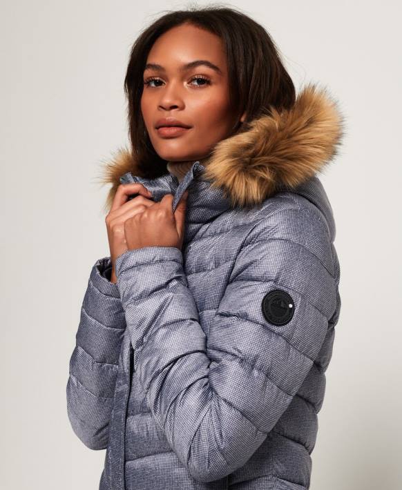 kadınlar Superdry açık gri zikzak suni kürk süper fuji ceket NNTB3829