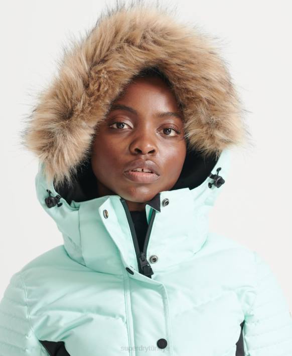kadınlar Superdry açık mavi kar lüks şişme ceket NNTB5460