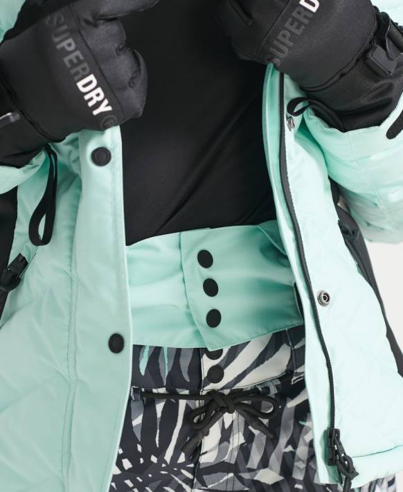 kadınlar Superdry açık mavi kar lüks şişme ceket NNTB5460