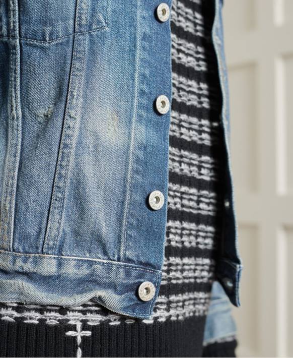 kadınlar Superdry açık mavi sınırlı sayıda kuru japon trucker ceket NNTB3841