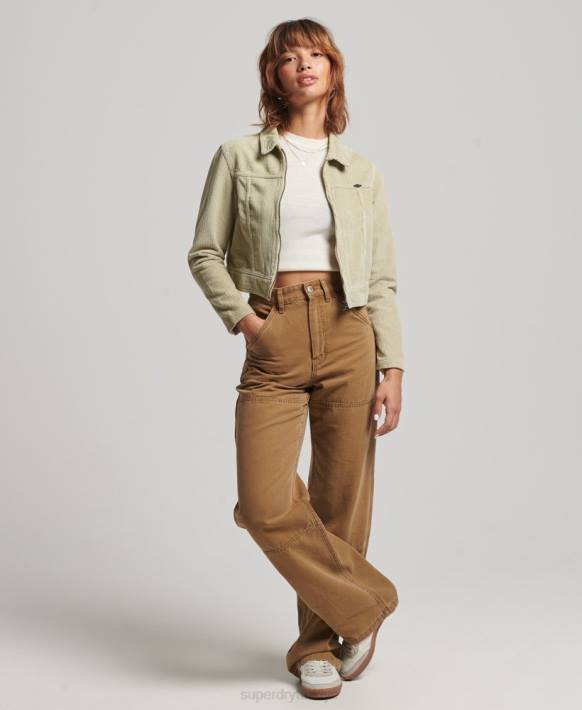 kadınlar Superdry bej kırpılmış kordon ceket NNTB2031