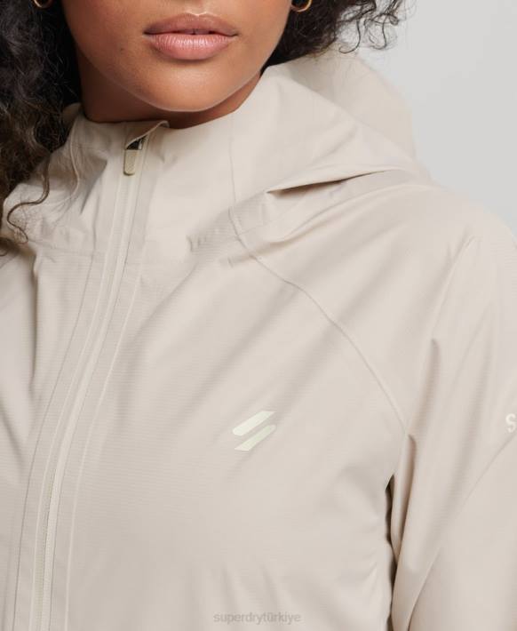 kadınlar Superdry bej su geçirmez ceket NNTB5616