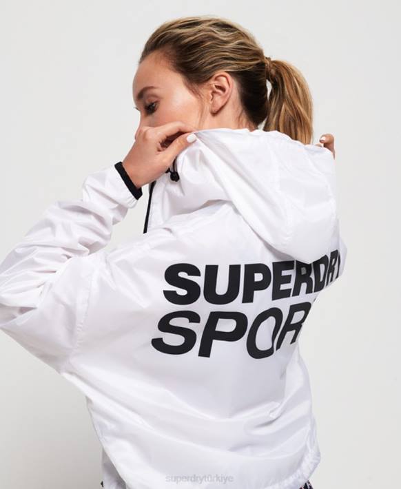 kadınlar Superdry beyaz aktif yarasa ceketi NNTB5721
