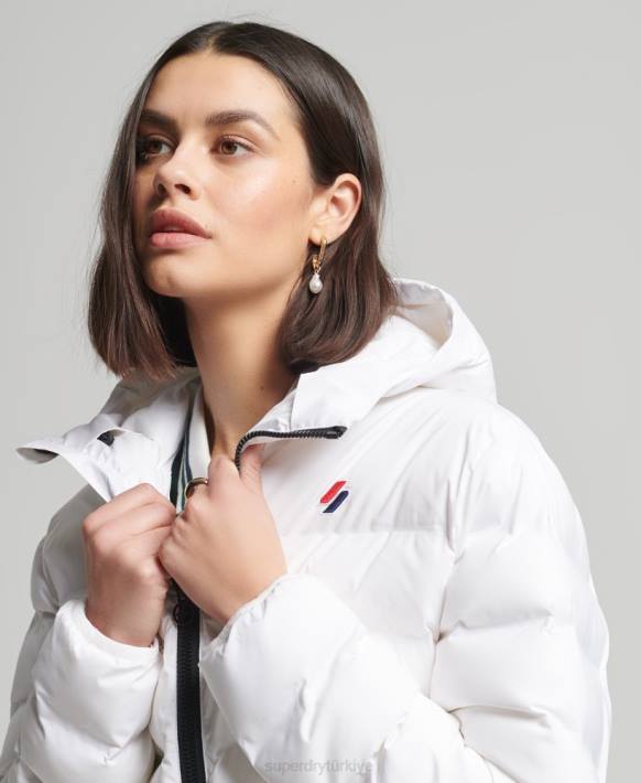 kadınlar Superdry beyaz dört mevsim kapitone ceket NNTB5603