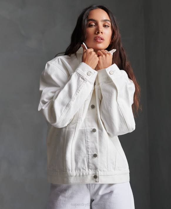 kadınlar Superdry beyaz erkek arkadaşı kamyon şoförü ceketi NNTB3854