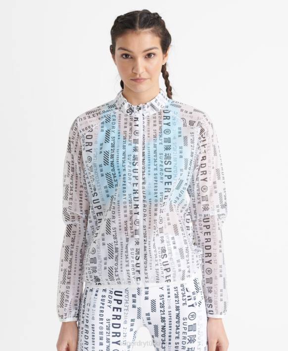 kadınlar Superdry beyaz koşu membran ceket NNTB5734