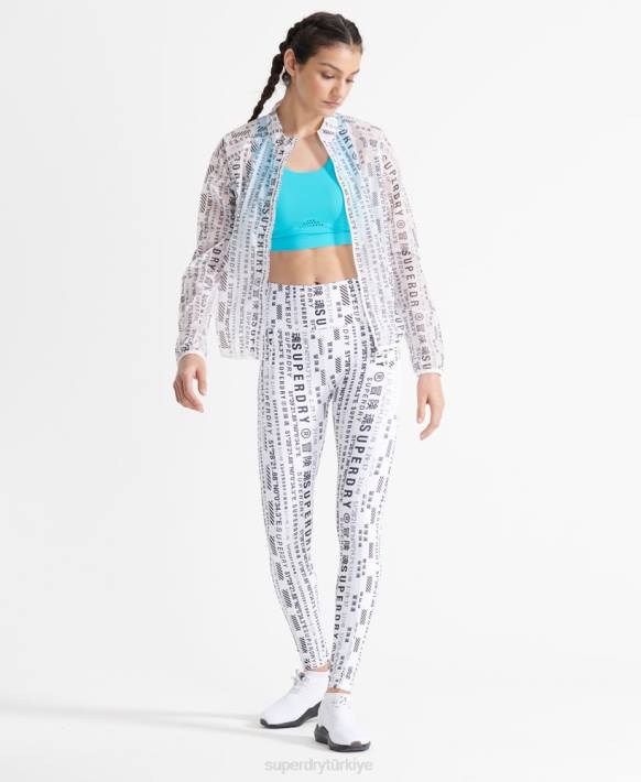 kadınlar Superdry beyaz koşu membran ceket NNTB5734