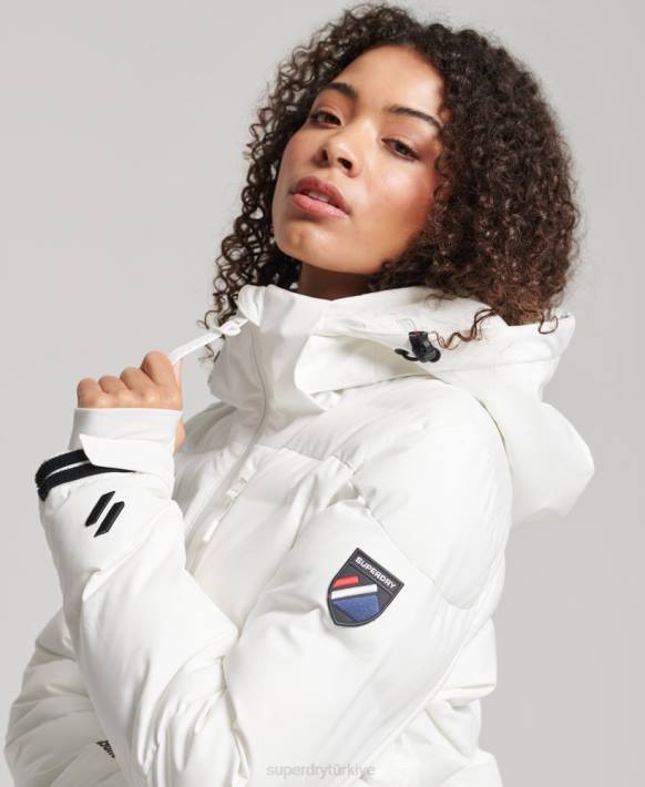 kadınlar Superdry beyaz motion pro şişme ceket NNTB3638