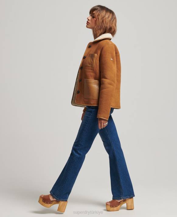 kadınlar Superdry bronzlaşmak yünlü angarya ceketi NNTB5424