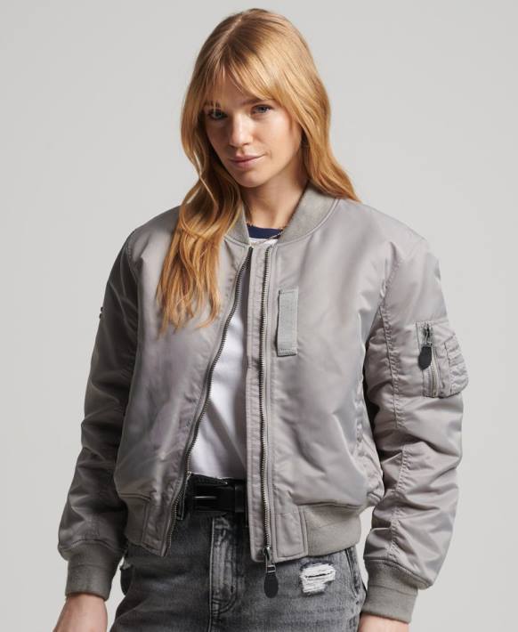 kadınlar Superdry gri ma1 bombacı ceket NNTB5699
