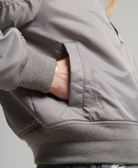 kadınlar Superdry gri ma1 bombacı ceket NNTB5699