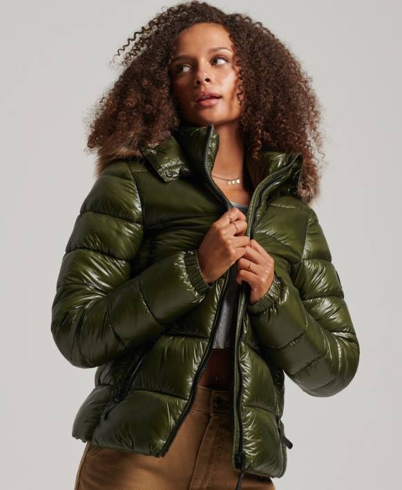 kadınlar Superdry haki dağ fuji kapüşonlu ceket NNTB5666