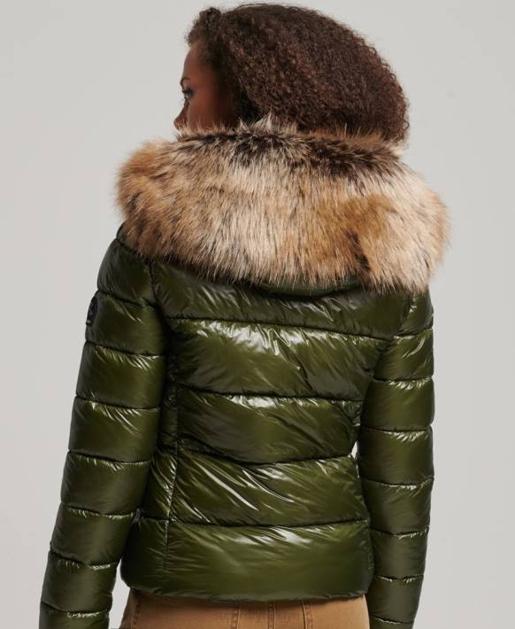 kadınlar Superdry haki dağ fuji kapüşonlu ceket NNTB5666