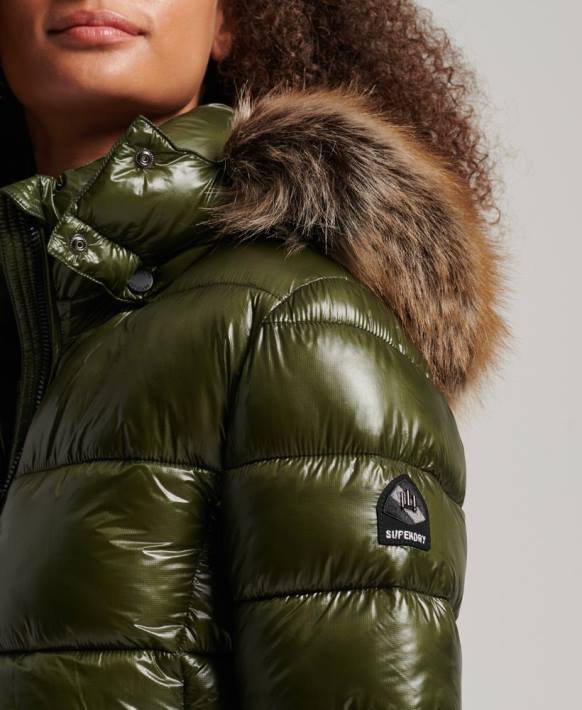 kadınlar Superdry haki dağ fuji kapüşonlu ceket NNTB5666