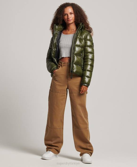 kadınlar Superdry haki dağ fuji kapüşonlu ceket NNTB5666