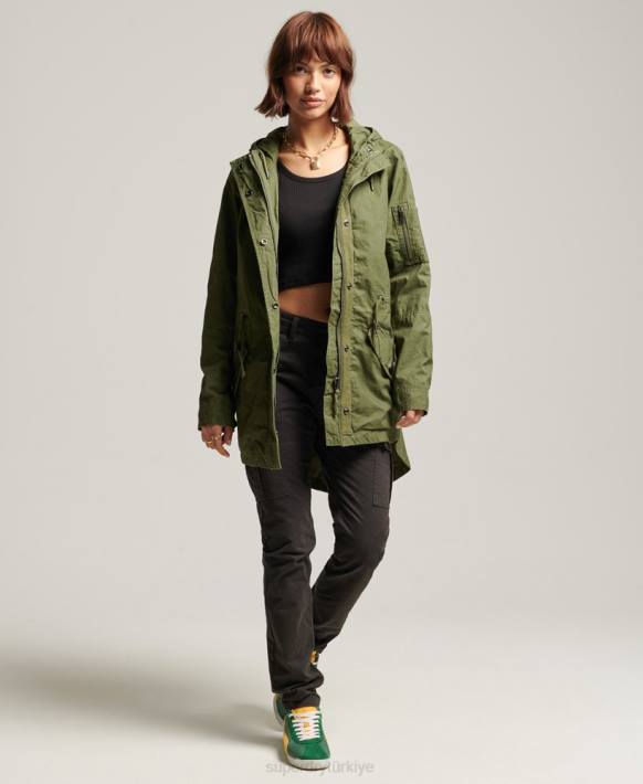 kadınlar Superdry haki tarla parkası NNTB5433