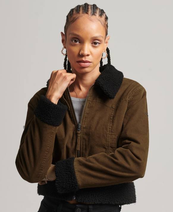 kadınlar Superdry kahverengi borg astarlı indie ceket NNTB5438