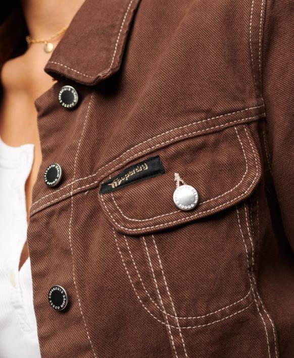 kadınlar Superdry kahverengi iş kıyafeti kırpılmış ceket NNTB3532