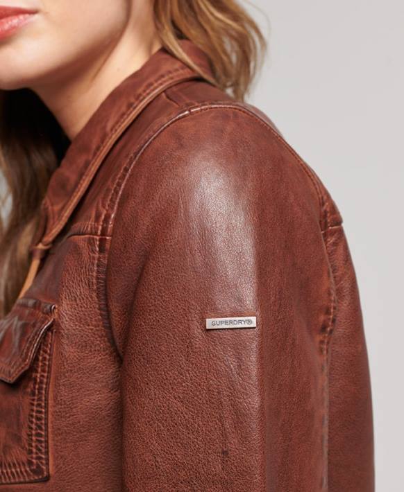 kadınlar Superdry kahverengi çöl motorcu ceketi NNTB3518