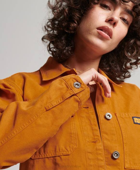 kadınlar Superdry kahverengi organik pamuklu eski angarya ceketi NNTB3538