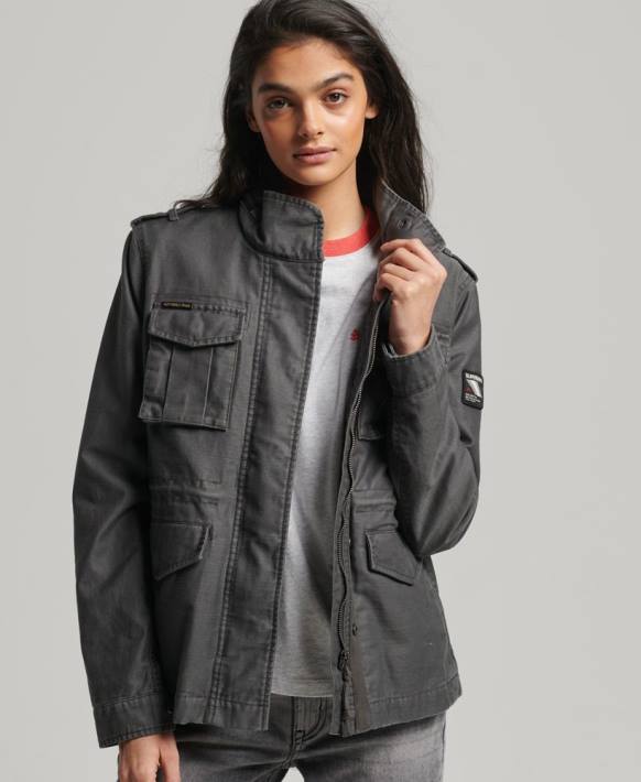 kadınlar Superdry koyu gri eski m65 ceket NNTB3539