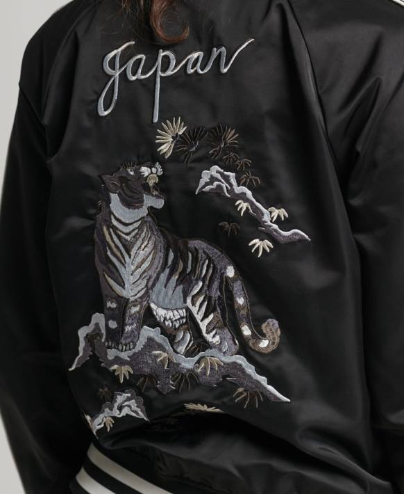 kadınlar Superdry koyu gri eski sukajan ceket NNTB3542