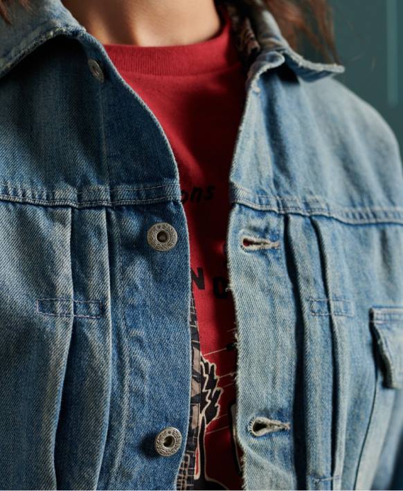 kadınlar Superdry mavi sınırlı sayıda kuru japon işçi ceketi NNTB3846