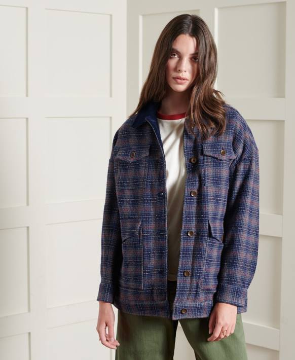 kadınlar Superdry mavi sınırlı sayıda kuru kısa yün ceket NNTB5686