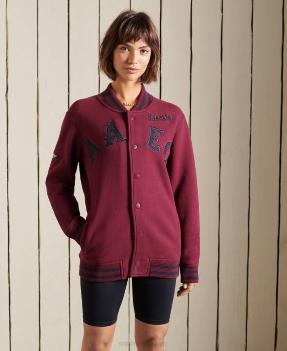 kadınlar Superdry mor büyük beden kolej jarse bomber ceket NNTB5922