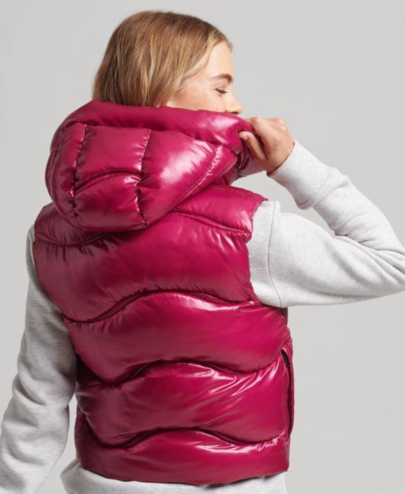 kadınlar Superdry pembe parlatıcı yorgan kırpılmış dolgulu jile NNTB5505