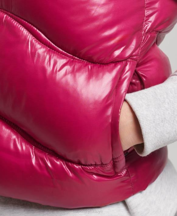 kadınlar Superdry pembe parlatıcı yorgan kırpılmış dolgulu jile NNTB5505