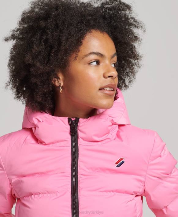 kadınlar Superdry pembe ısı yalıtımlı kapitone ceket NNTB3631