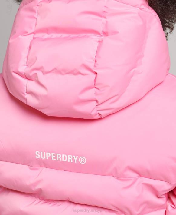 kadınlar Superdry pembe ısı yalıtımlı kapitone ceket NNTB3631