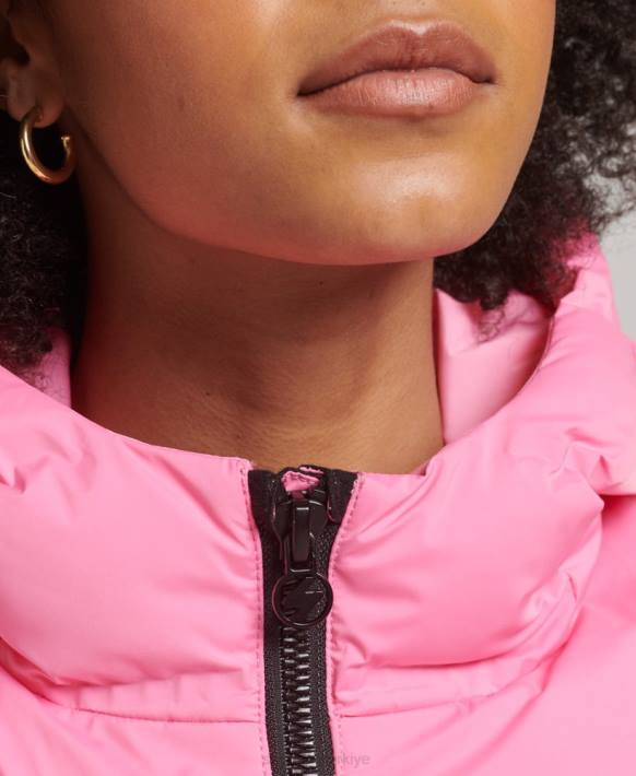 kadınlar Superdry pembe ısı yalıtımlı kapitone ceket NNTB3631