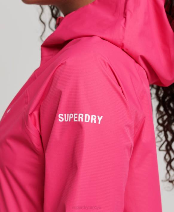 kadınlar Superdry pembe su geçirmez ceket NNTB5617