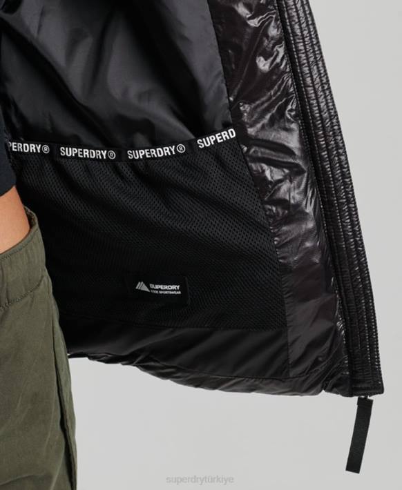 kadınlar Superdry siyah dağ fuji kapüşonlu ceket NNTB5610