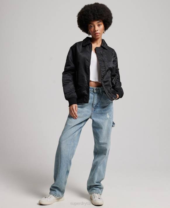 kadınlar Superdry siyah enerji ma2 bombardıman ceketi NNTB5420