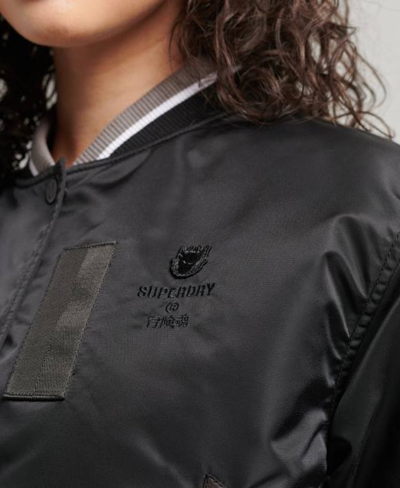 kadınlar Superdry siyah fırsatçı ma-1 bomber ceket NNTB5661