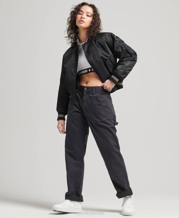 kadınlar Superdry siyah fırsatçı ma-1 bomber ceket NNTB5661