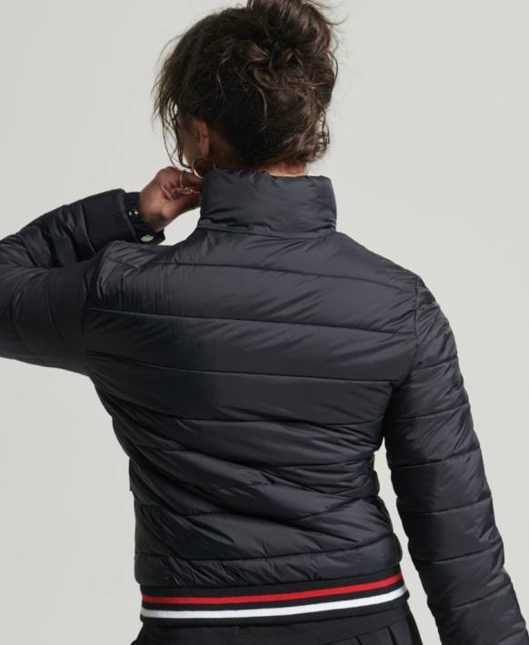 kadınlar Superdry siyah fuji bombacı ceket NNTB5675