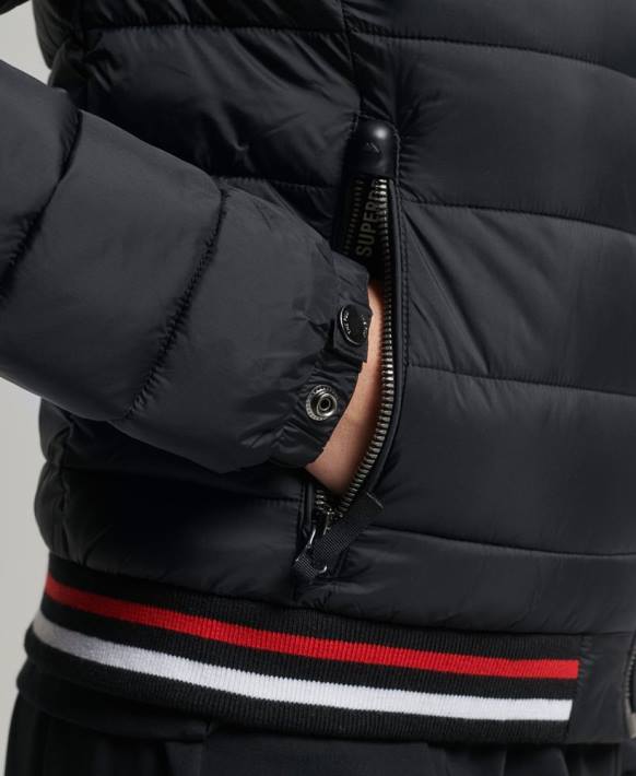 kadınlar Superdry siyah fuji bombacı ceket NNTB5675