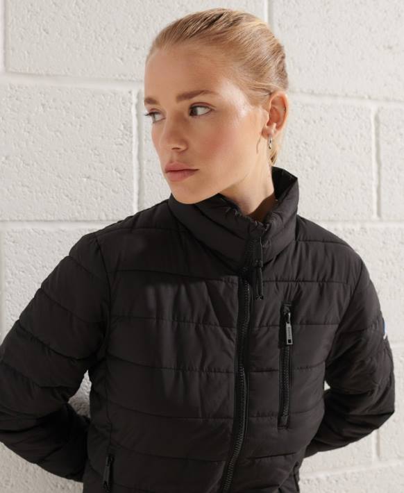 kadınlar Superdry siyah fuji bombacı ceket NNTB5713