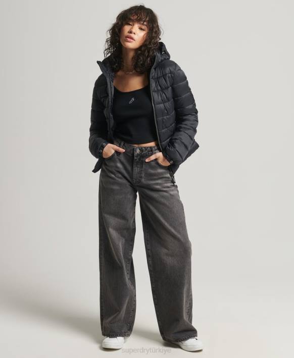 kadınlar Superdry siyah klasik fuji şişme mont NNTB3794
